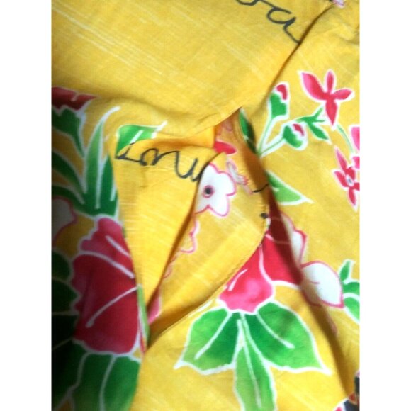 Jams World Janice Dress Long Maxi XXL Hawaiian Tropical Toile Pockets Yellow HTF - Picture 12 of 15